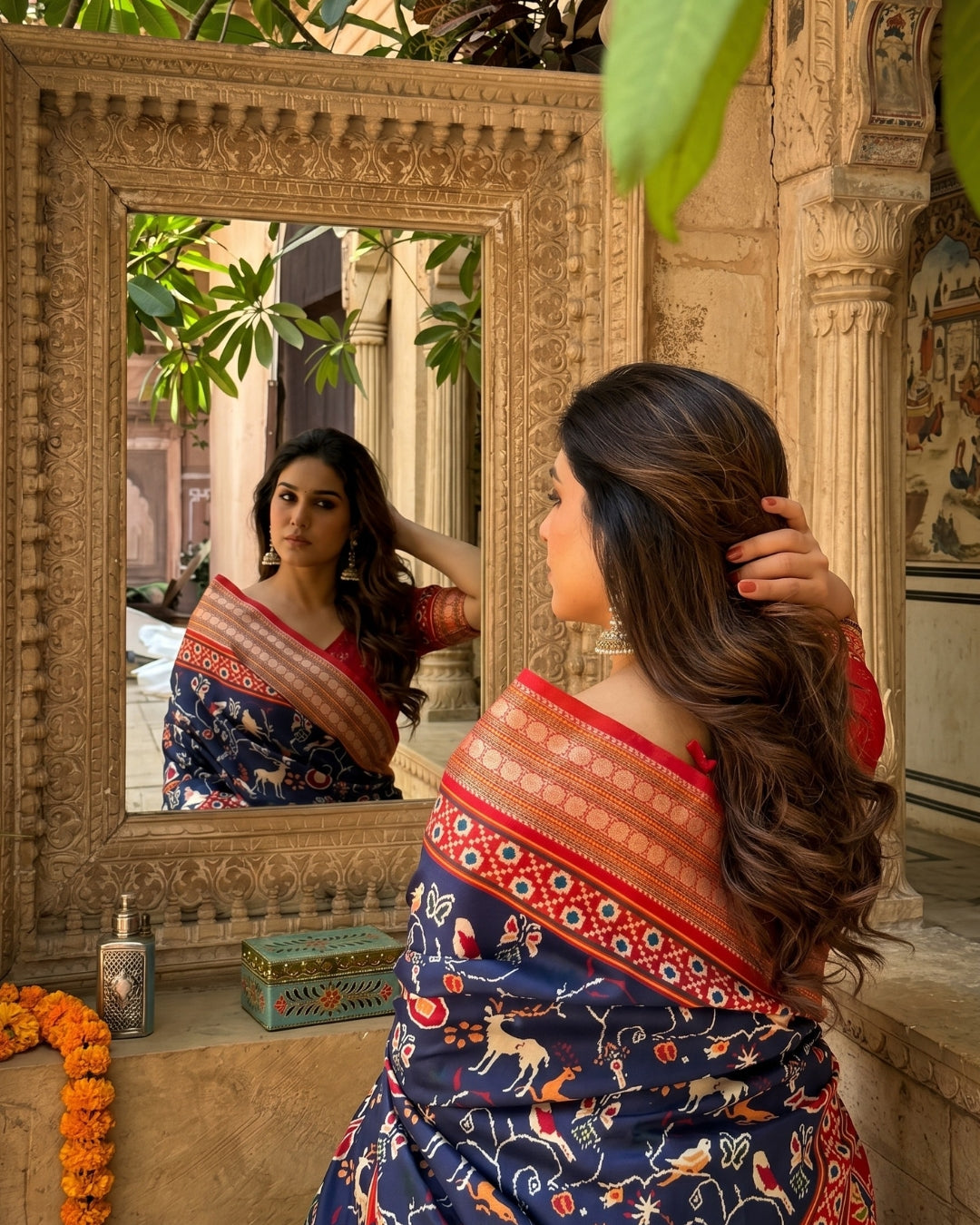 Satin Gorgette Shikargarh Patola Digital print saree