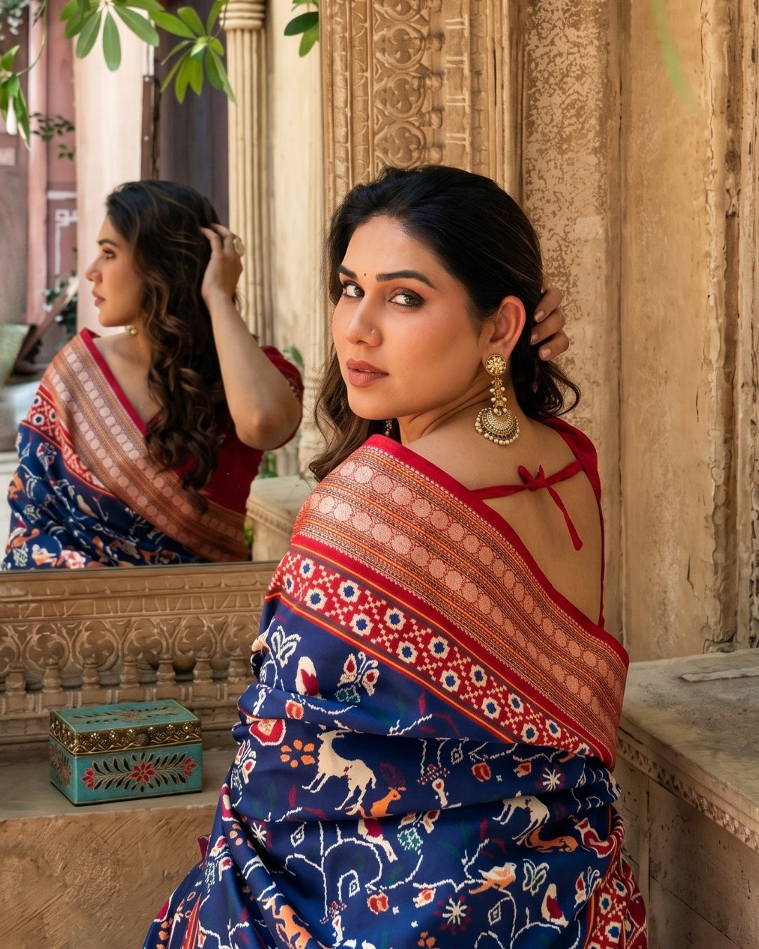 Satin Gorgette Shikargarh Patola Digital print saree
