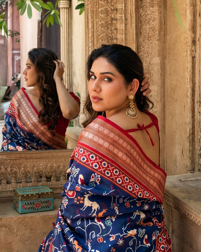 Satin Gorgette Shikargarh Patola Digital print saree