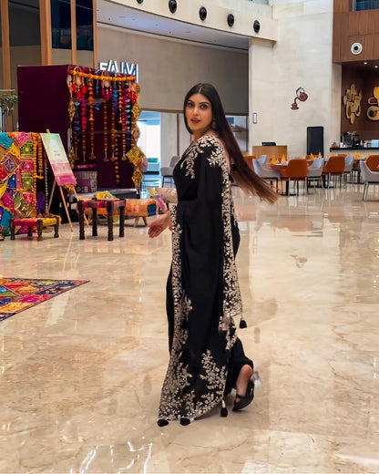 Satin Silk Premium black Printed saree