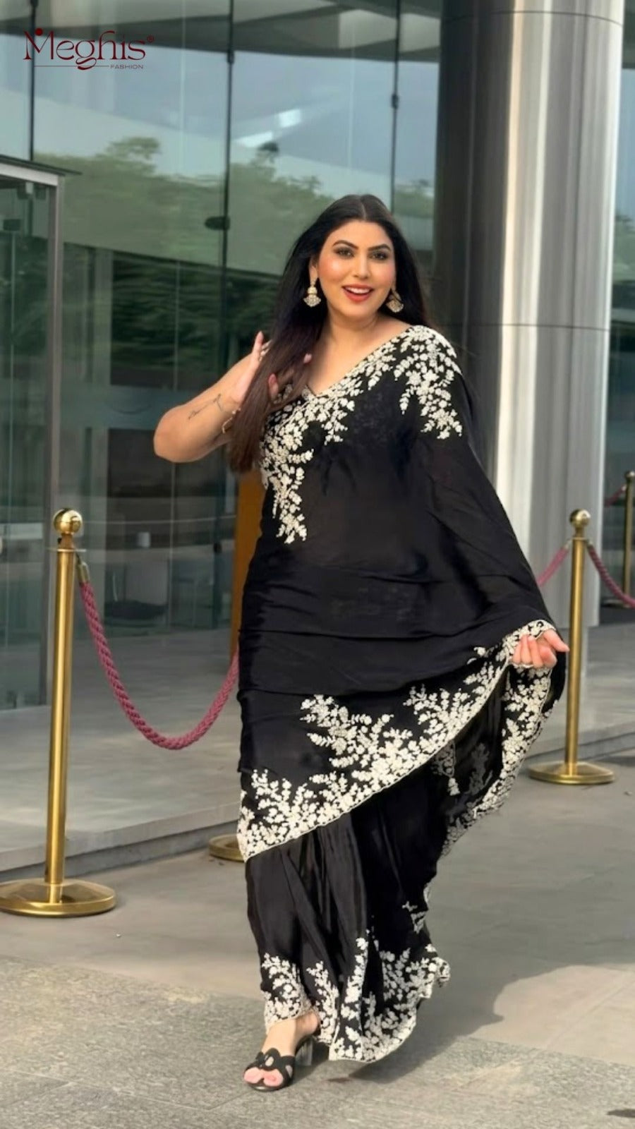 Satin Silk Premium black saree