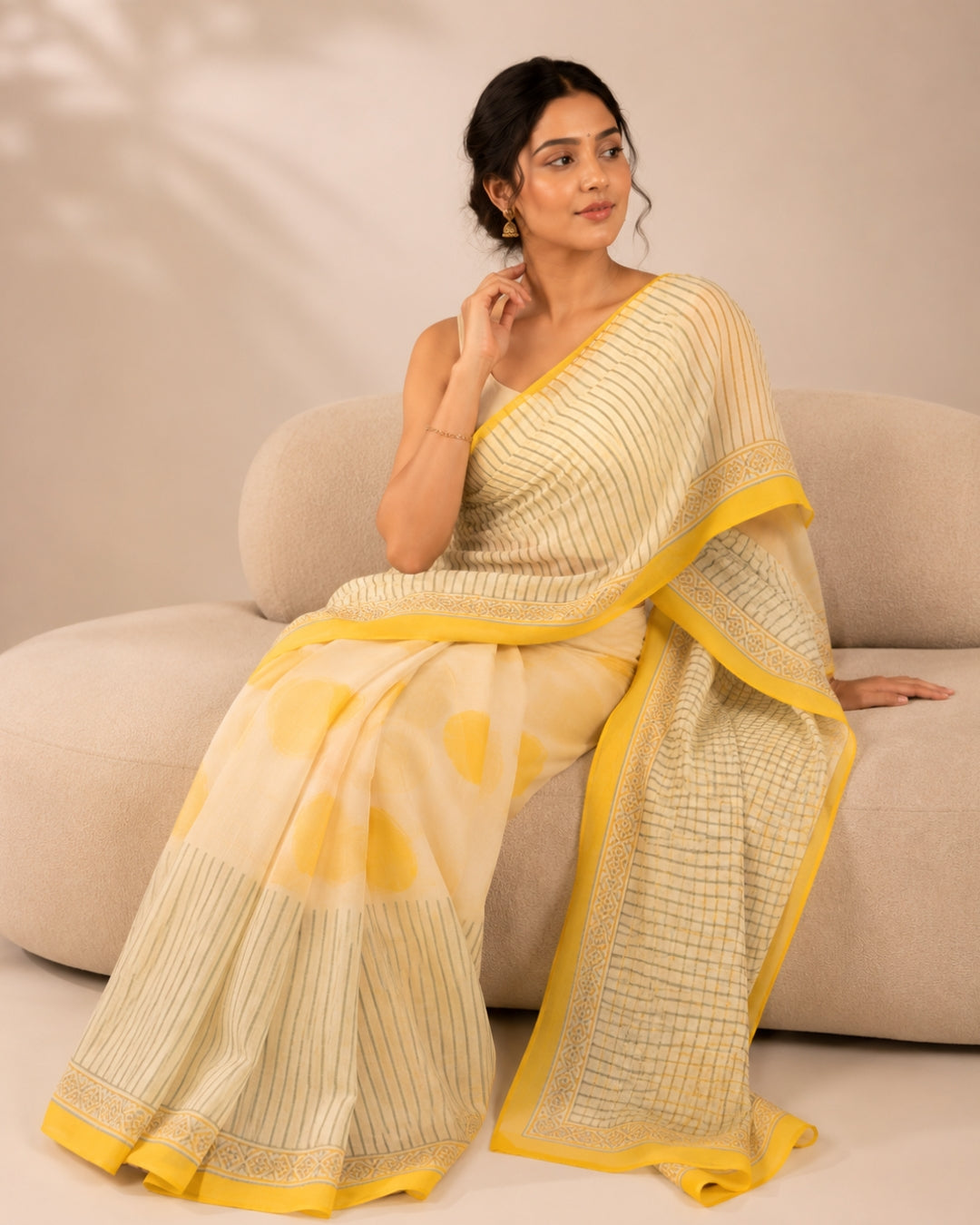 Sunshine Symphony Cotton Linen Saree