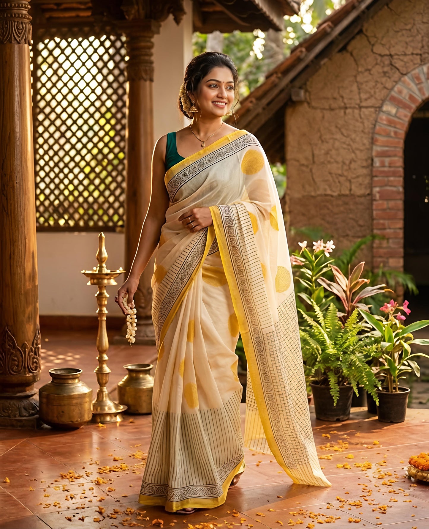 Sunshine Symphony Cotton Linen Saree