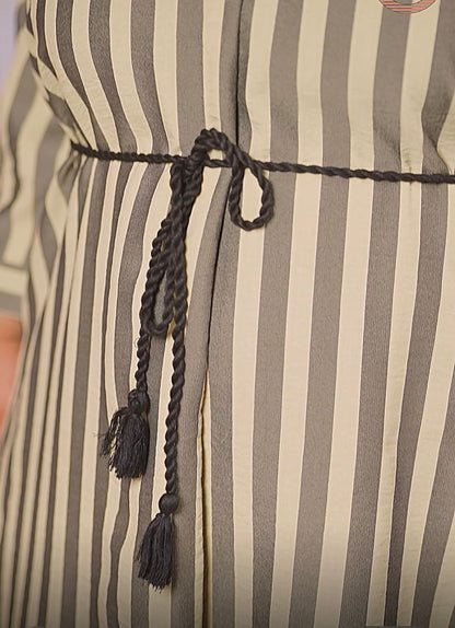 Plus Cotton Stripe Midi Dress