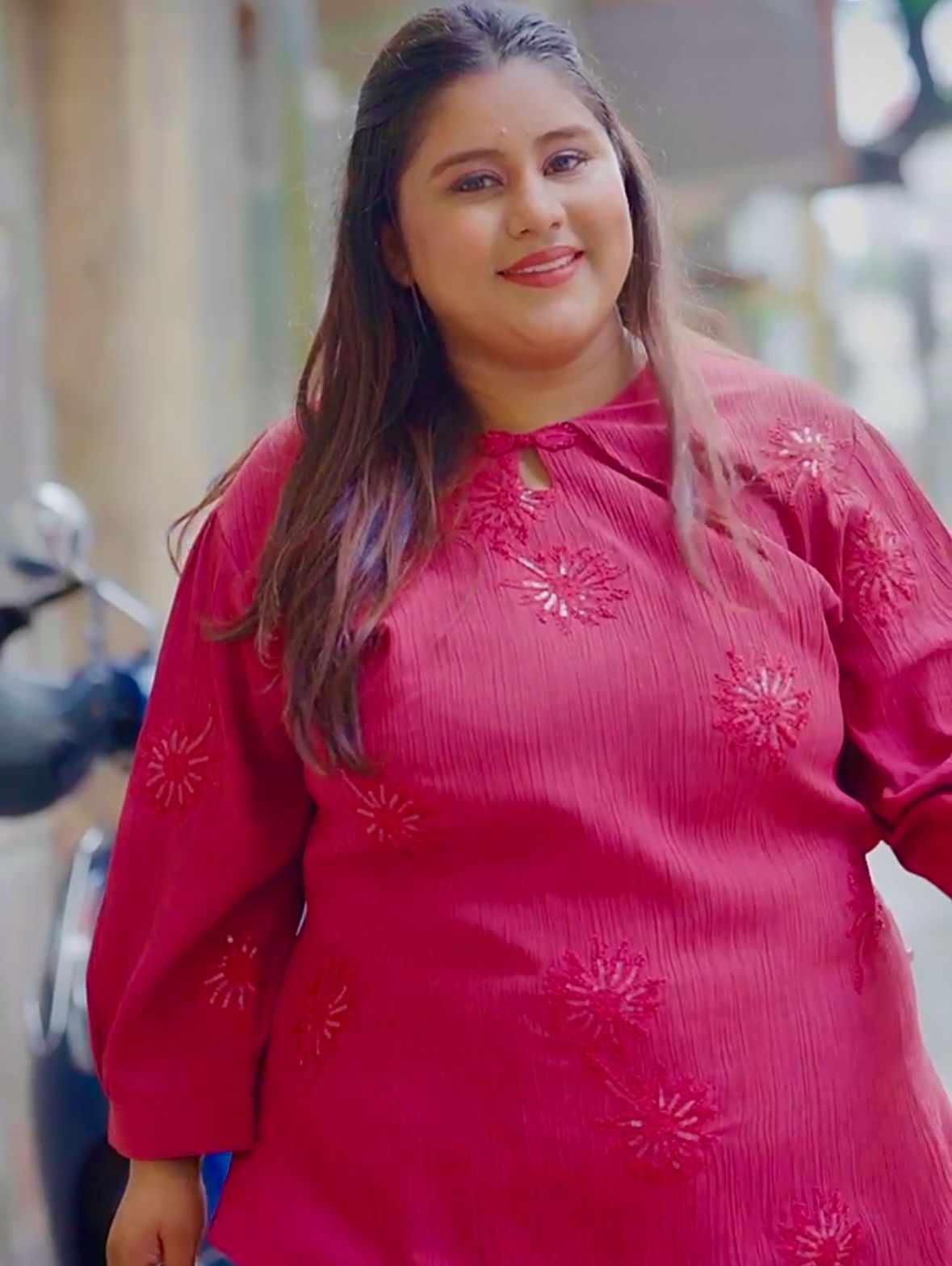 Plus Crinkle Rayon embroidred Coordset