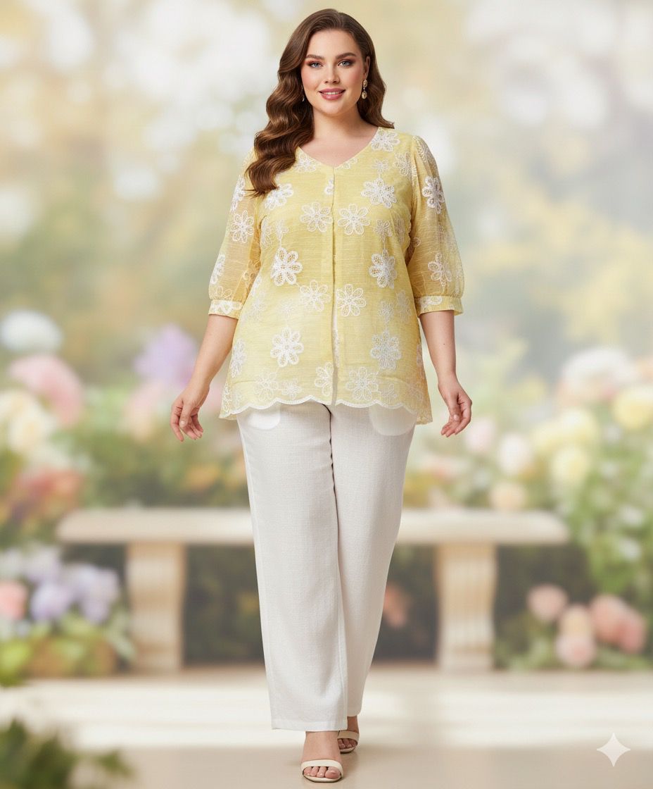 Plus embroidered top