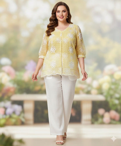 Plus embroidered top