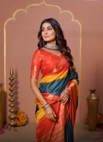 Dola silk zari saree with latkan