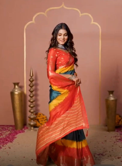 Dola silk zari saree with latkan