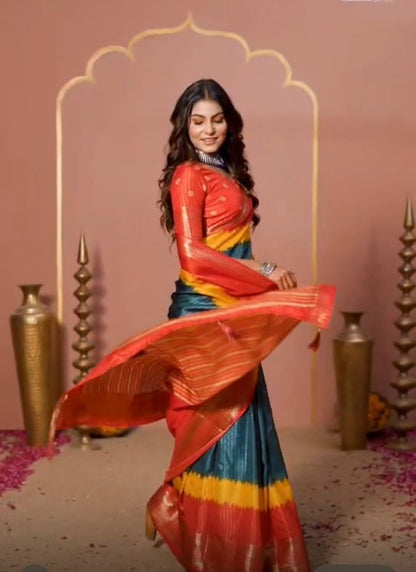 Dola silk zari saree with latkan