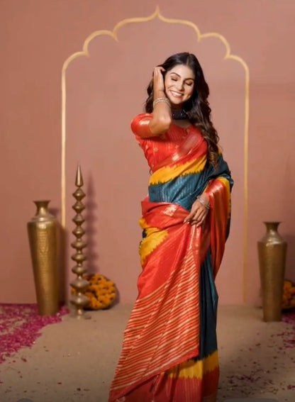 Dola silk zari saree with latkan