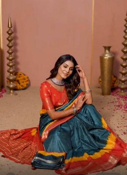 Dola silk zari saree with latkan