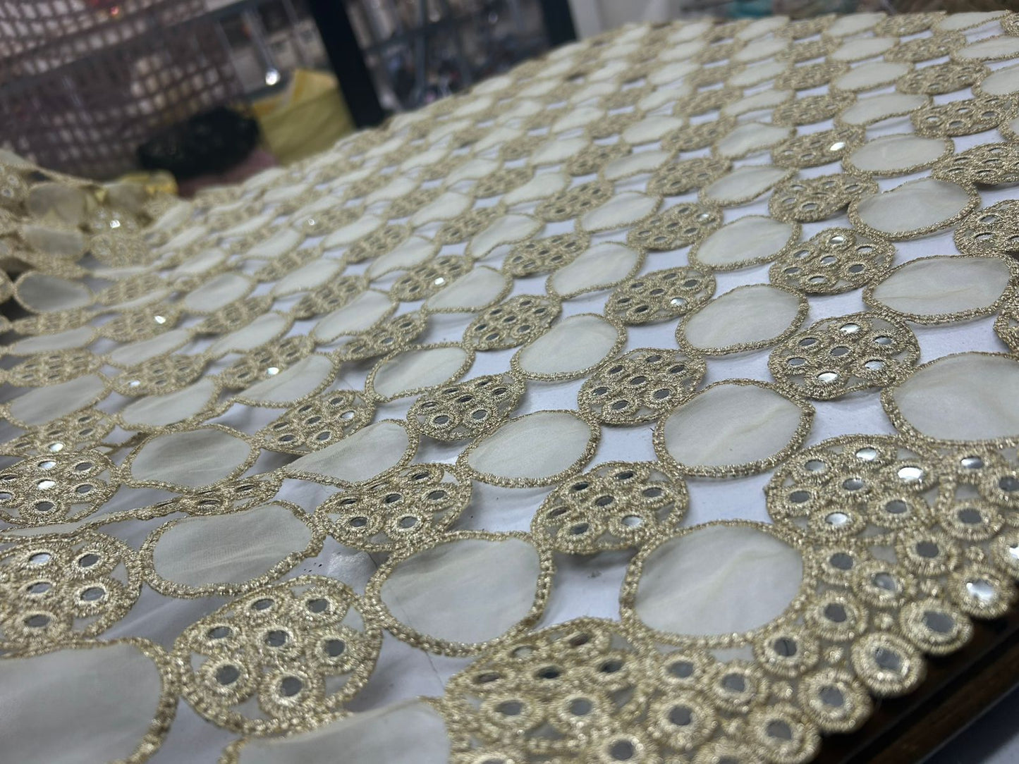 Trending sheesh mirror dupatta with circle cutwork