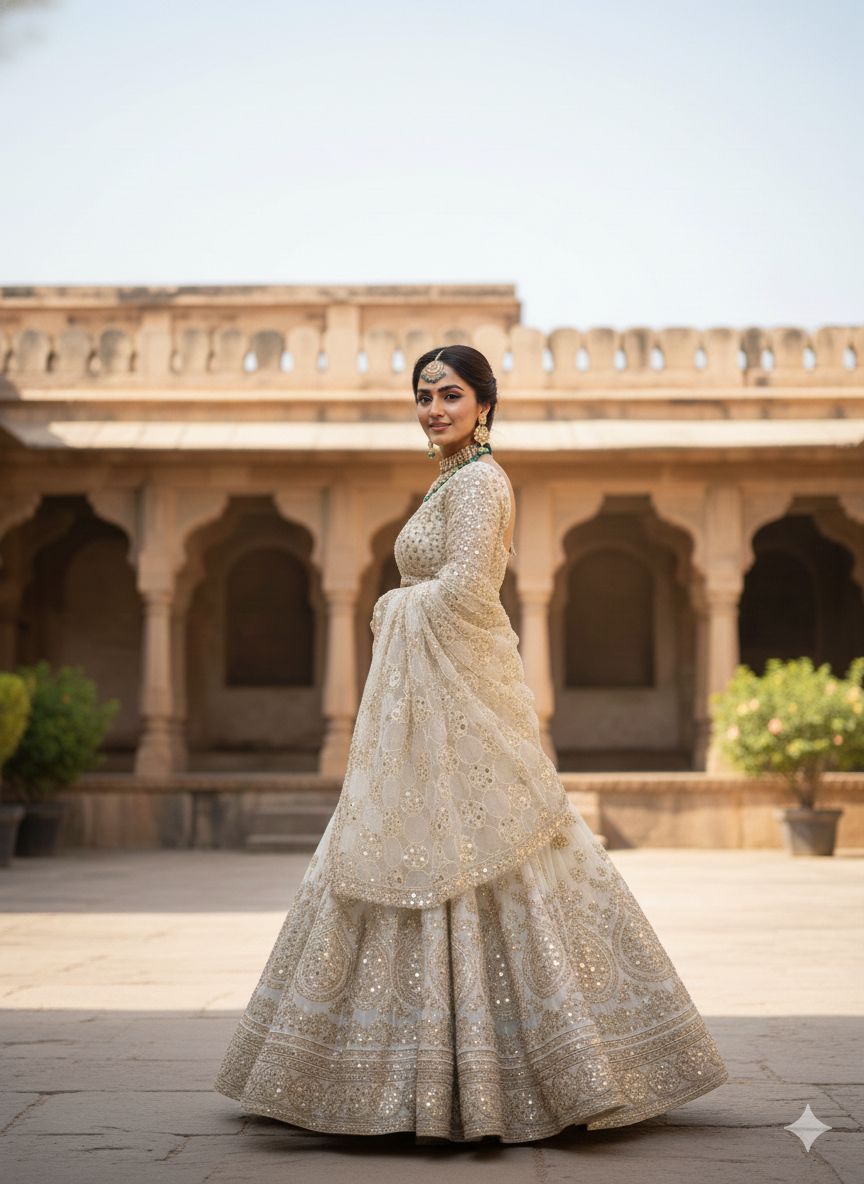 Trending sheesh mirror dupatta with circle cutwork