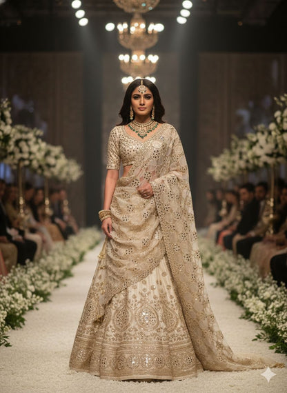 Trending sheesh mirror dupatta with circle cutwork