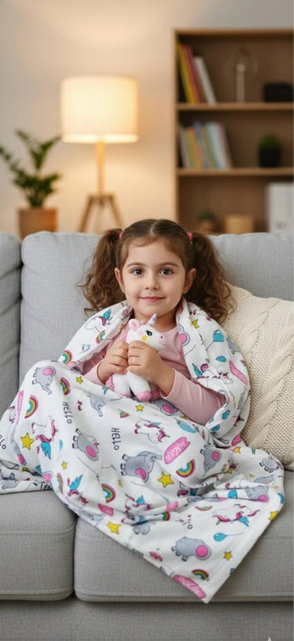 Unicorn rainbow theme kids shawl/blanket/topsheet