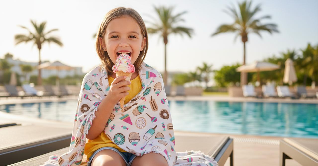 Ice cream candy theme kids shawl/blanket/topsheet