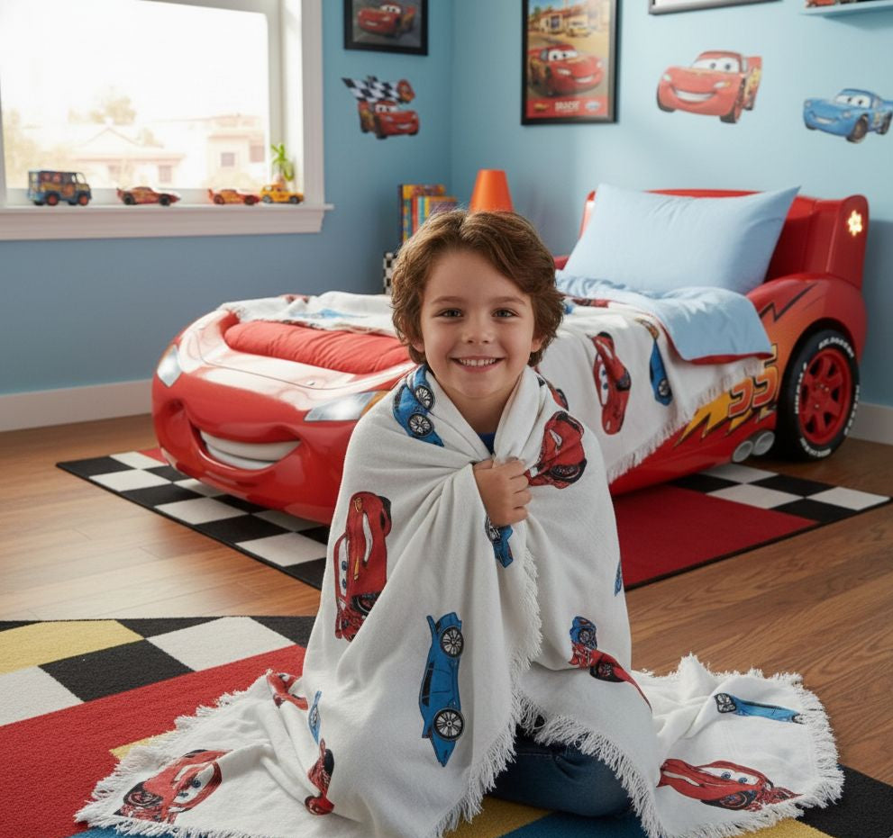 Mc queen car theme kids shawl / blanket