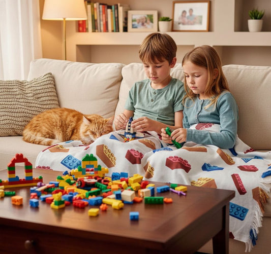 Lego theme kids shawl/blanket