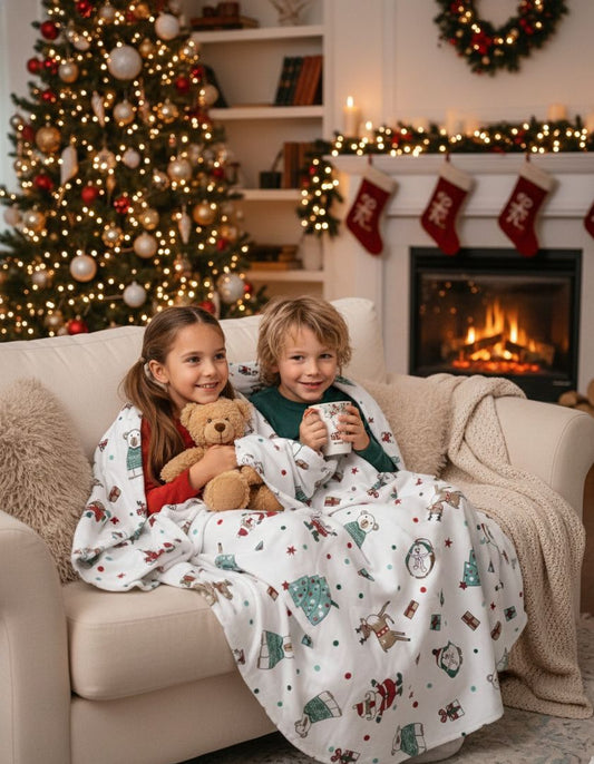 Snowman Reindeer theme kids shawl/blanket/topsheet