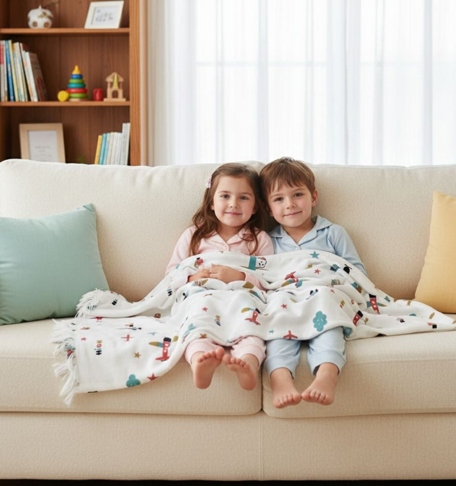 Aeroplane theme kids shawl/blanket/topsheet