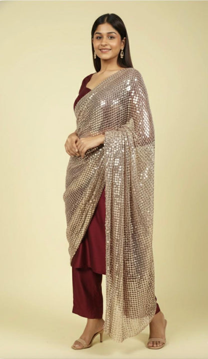 Gold Sequined thread dupatta