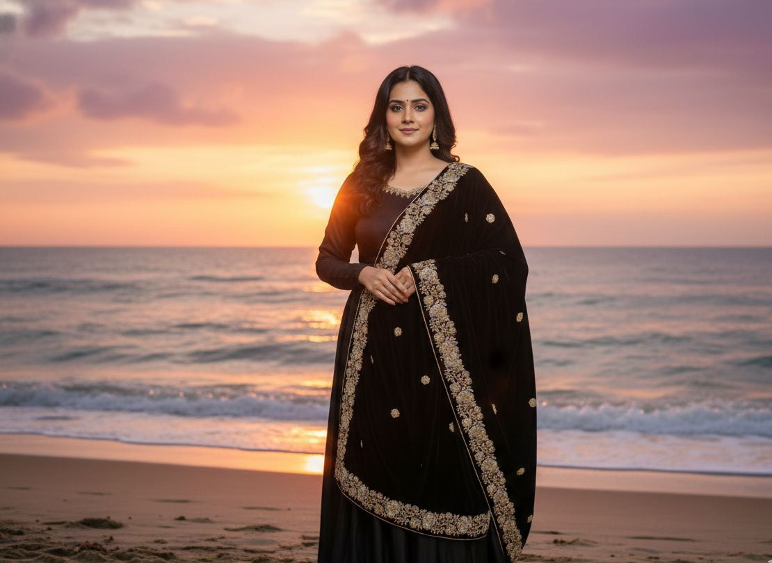 Velvet Heavy Embroidered Dupatta