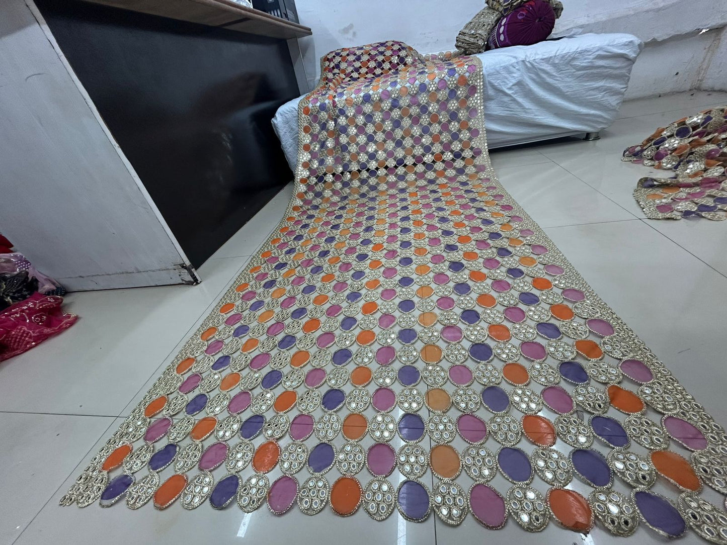 Trending mirror circle cutwork dupatta