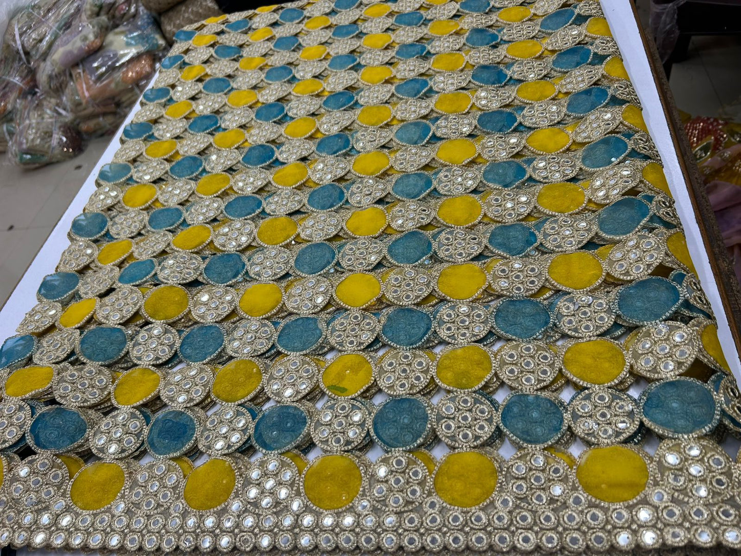 Trending mirror circle cutwork dupatta