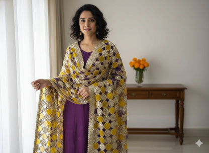 Trending mirror circle cutwork dupatta