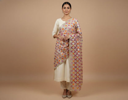 Trending mirror circle cutwork dupatta