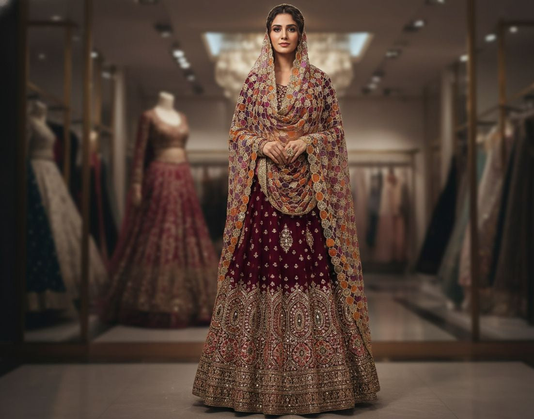 Trending mirror circle cutwork dupatta