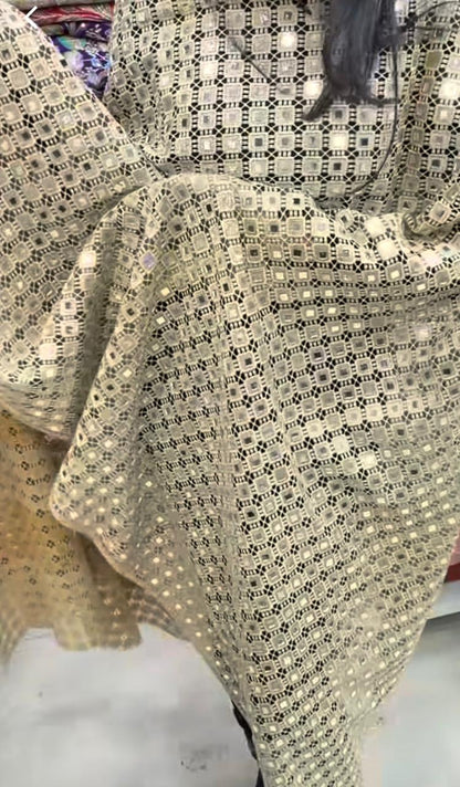 Real Mirror Sheesh crochet Dupatta