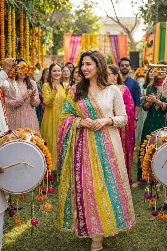 Pure Organza Cutpatch heavy embroidered dupatta