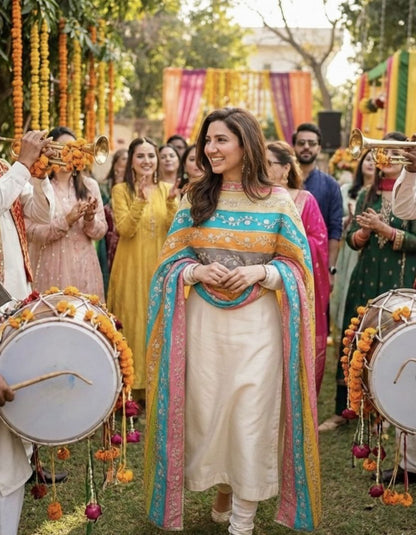 Pure Organza Cutpatch heavy embroidered dupatta