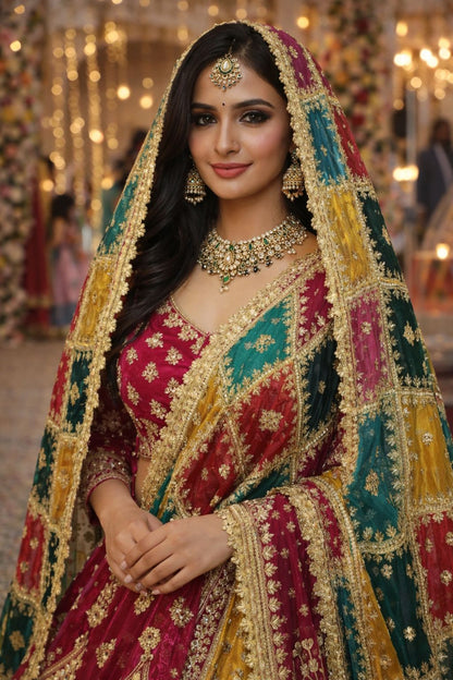 Pure Organza Cutpatch heavy embroidered dupatta