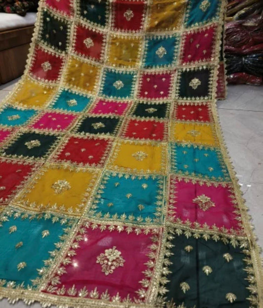 Pure Organza Cutpatch heavy embroidered dupatta