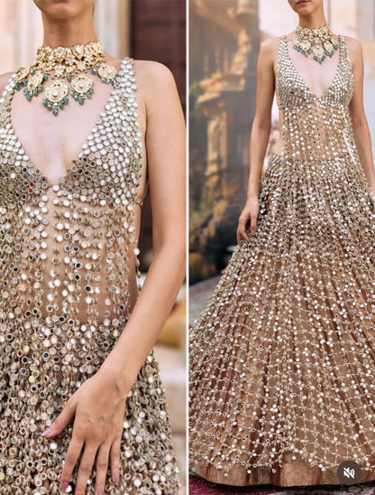 Sheesh Mirror Blouse/Corset/Dupatta fabric