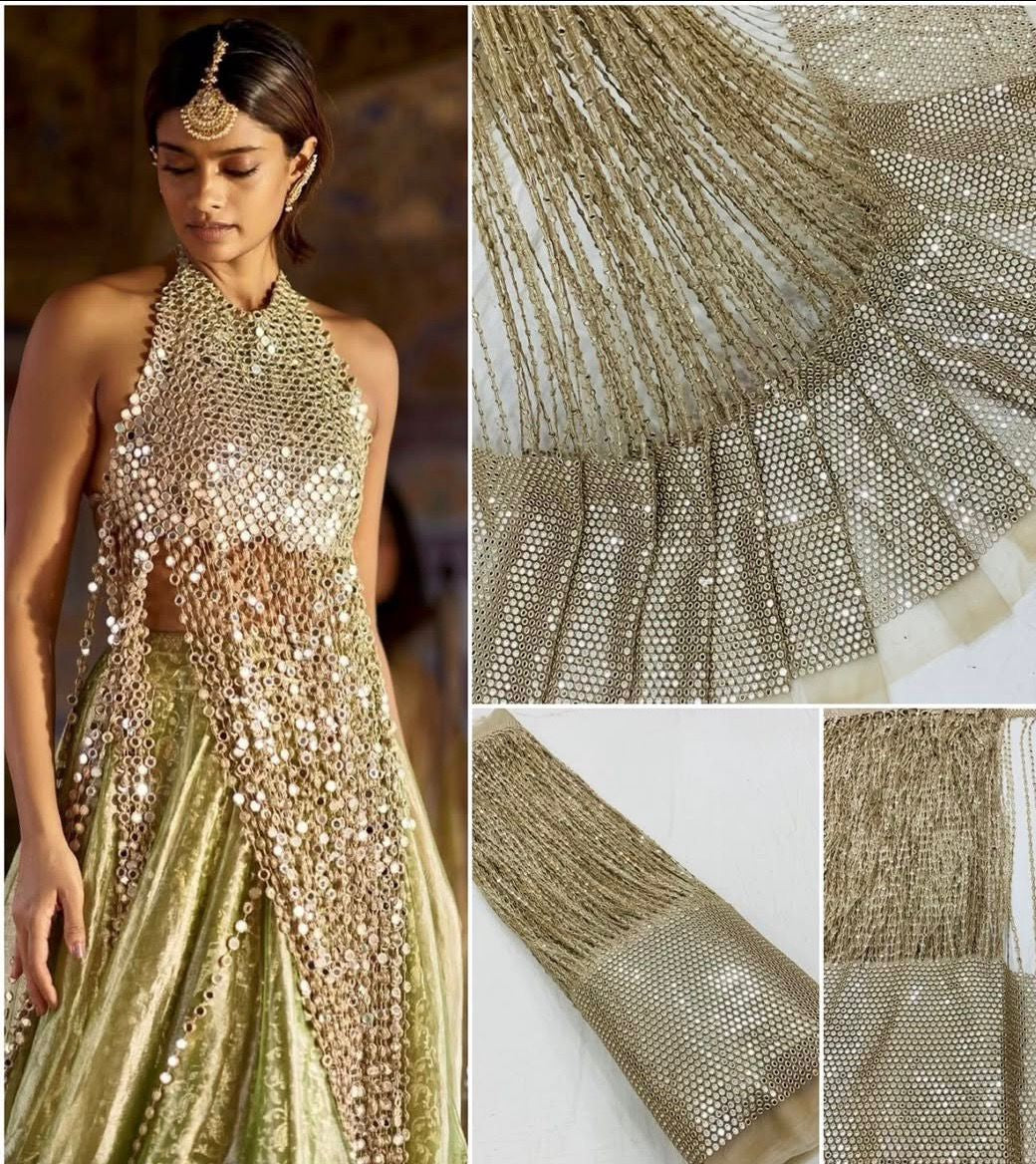 Sheesh Mirror Blouse/Corset/Dupatta fabric