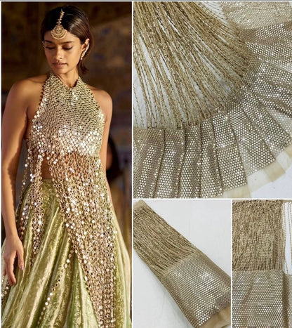 Sheesh Mirror Blouse/Corset/Dupatta fabric