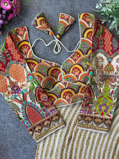 Position Print heavy embroidered Stitched Blouses