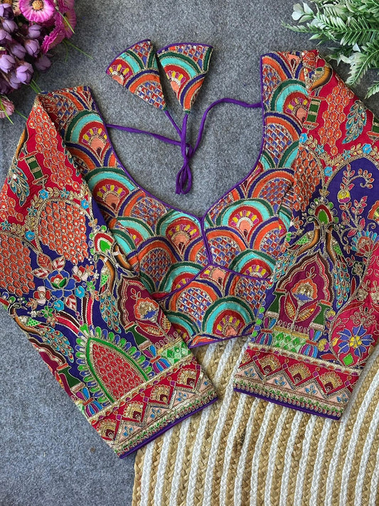 Position Print heavy embroidered Stitched Blouses