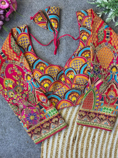 Position Print heavy embroidered Stitched Blouses