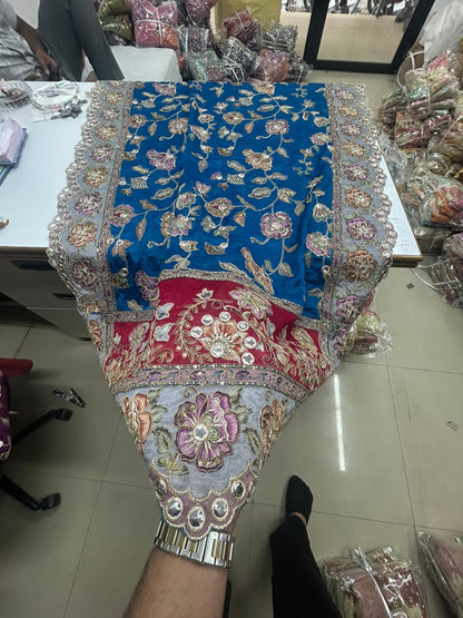 Pure Viscose Crepe heavy embroidered dupatta with scallop