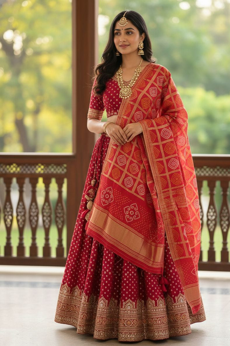 Pure Banarasi Bandhini Patola Dupatta
