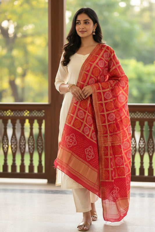 Pure Banarasi Bandhini Patola Dupatta