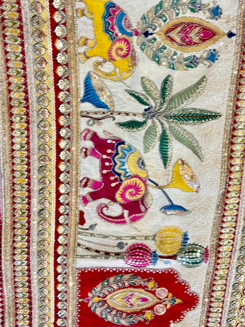 Pure Viscose Crepe Position Print Dupatta- Elephant motif