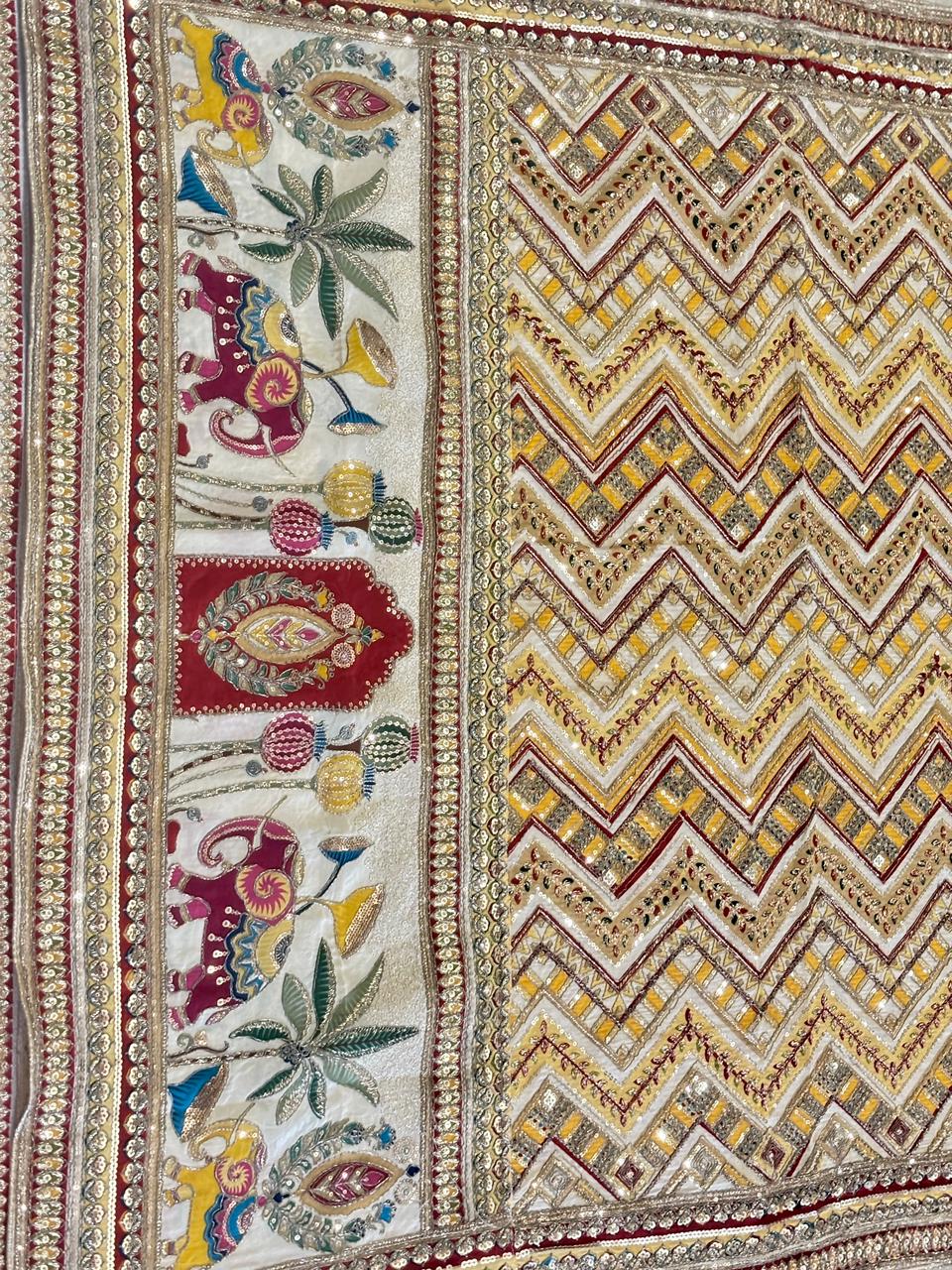 Pure Viscose Crepe Position Print Dupatta- Elephant motif