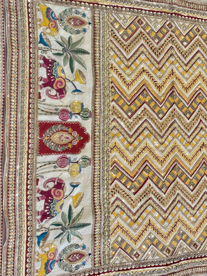 Pure Viscose Crepe Position Print Dupatta- Elephant motif