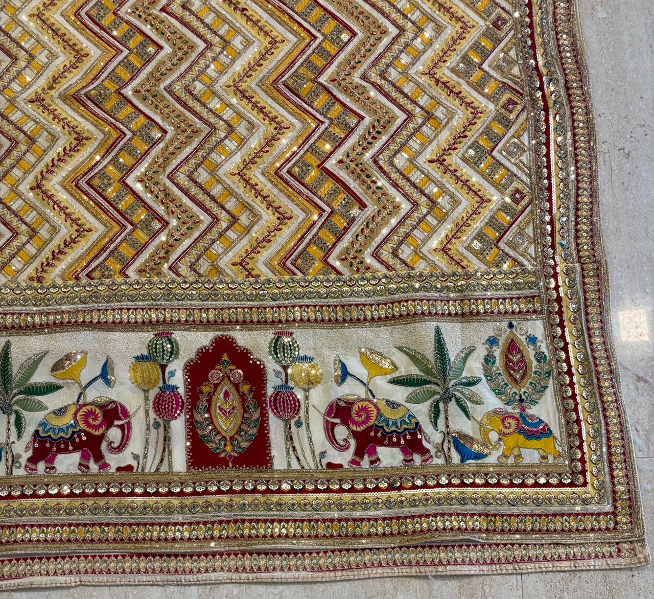 Pure Viscose Crepe Position Print Dupatta- Elephant motif